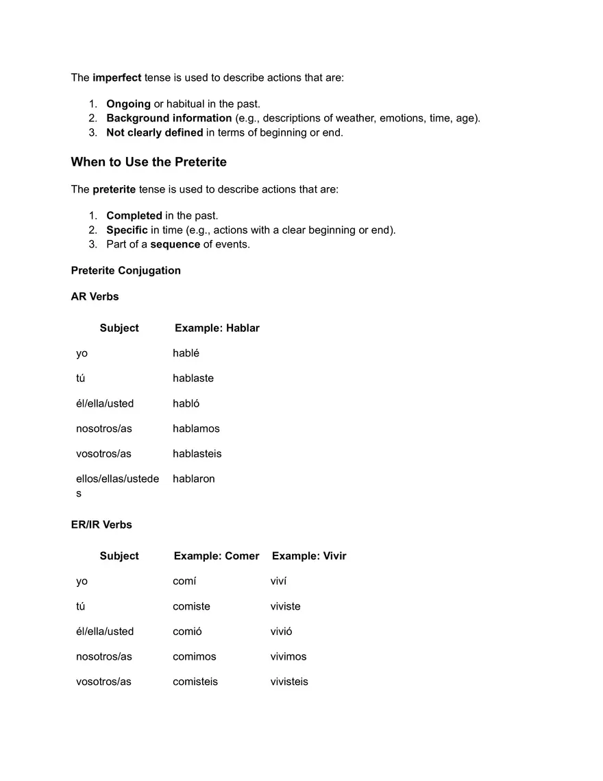 Spanish Verb Tenses - Page 2