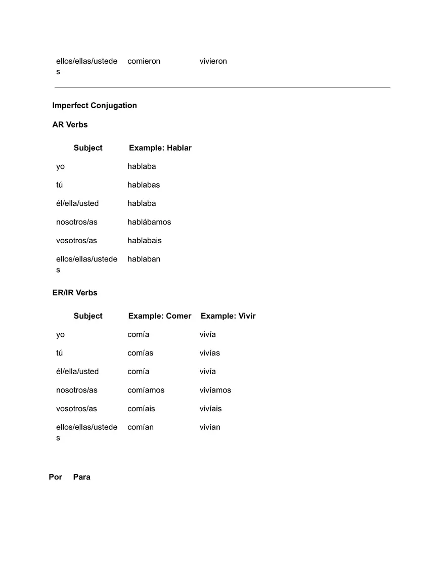 Spanish Verb Tenses - Page 3