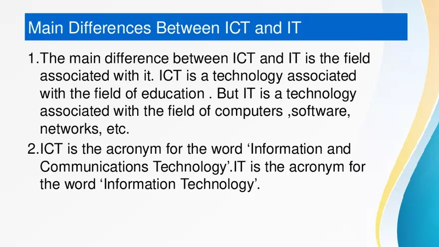 Difference Between ICT and IT - Page 4