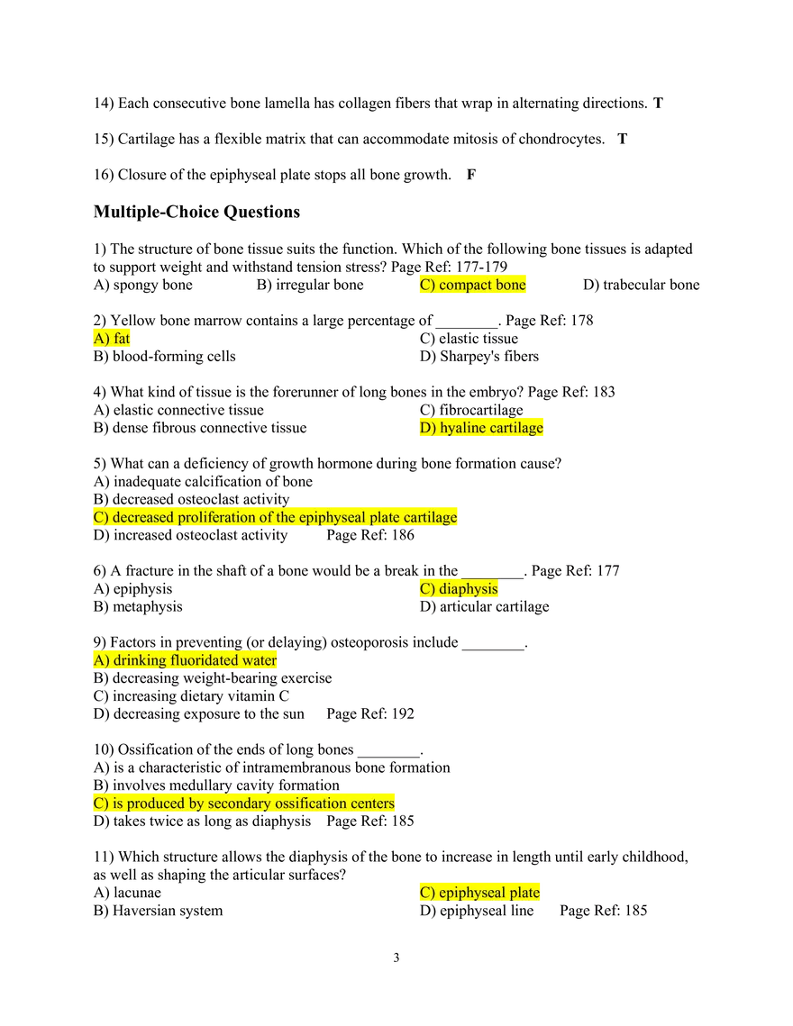 Chapter 6 Review Guide Bones and Skeletal Tissue - Page 3