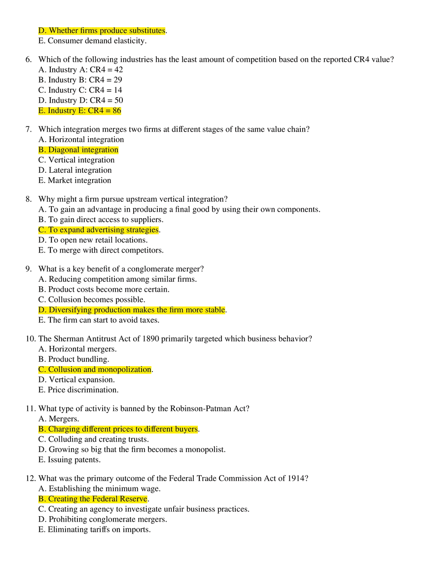 Module 8 Oligopoly Multiple Choice - Page 2