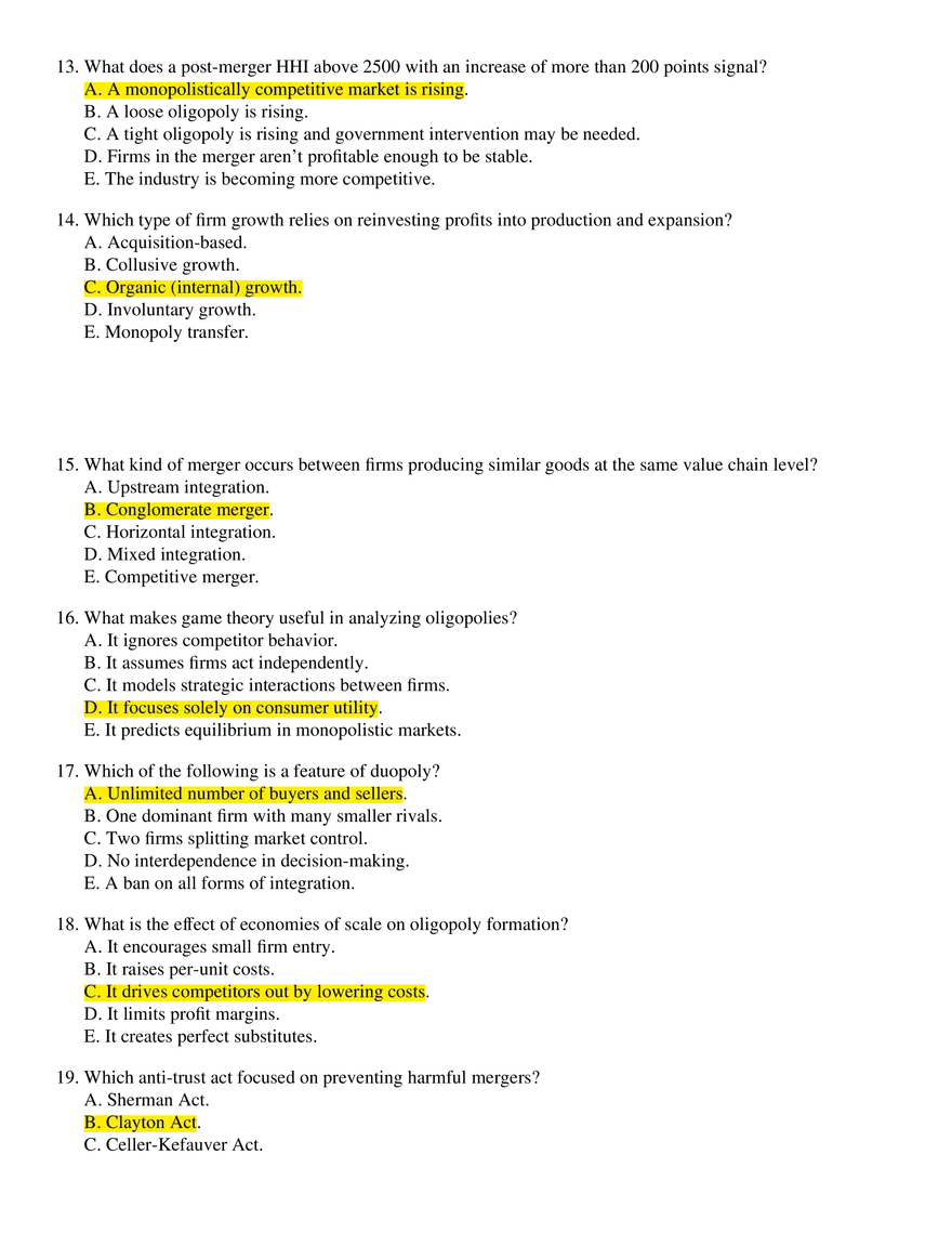 Module 8 Oligopoly Multiple Choice - Page 3