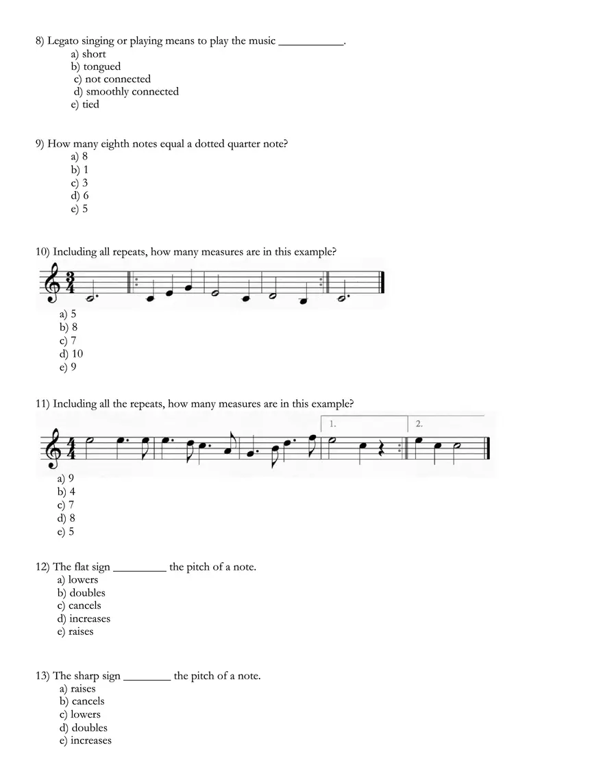 Music Theory 1 Post-Test - Page 2