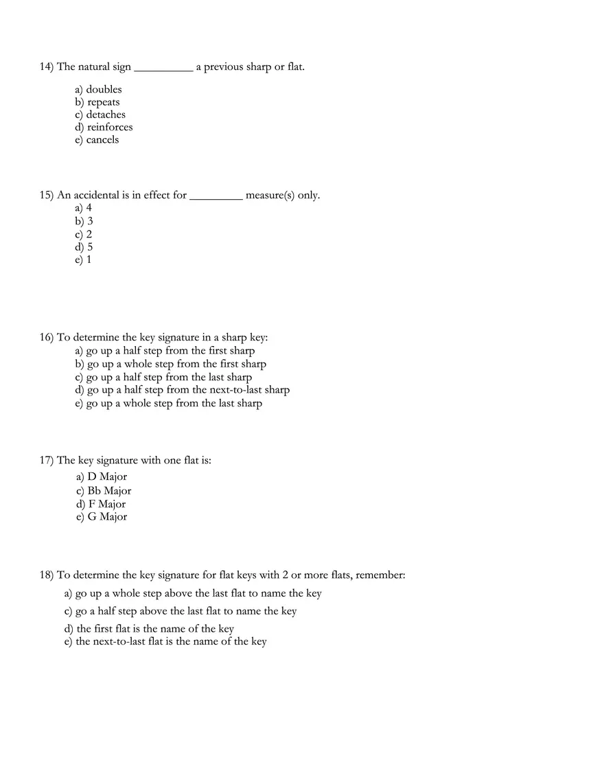 Music Theory 1 Post-Test - Page 3