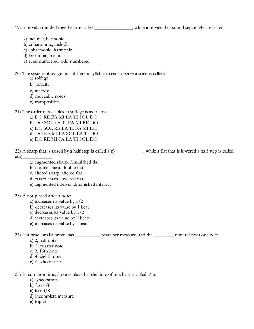 Music Theory 1 Post-Test - Page 4