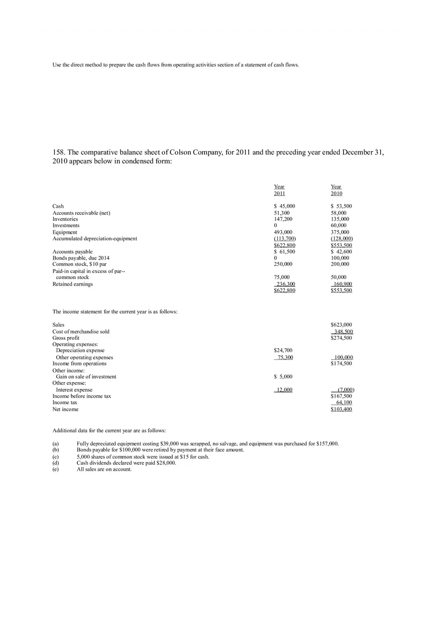 Statement of Cash Flows Questions Part 4 - Page 11