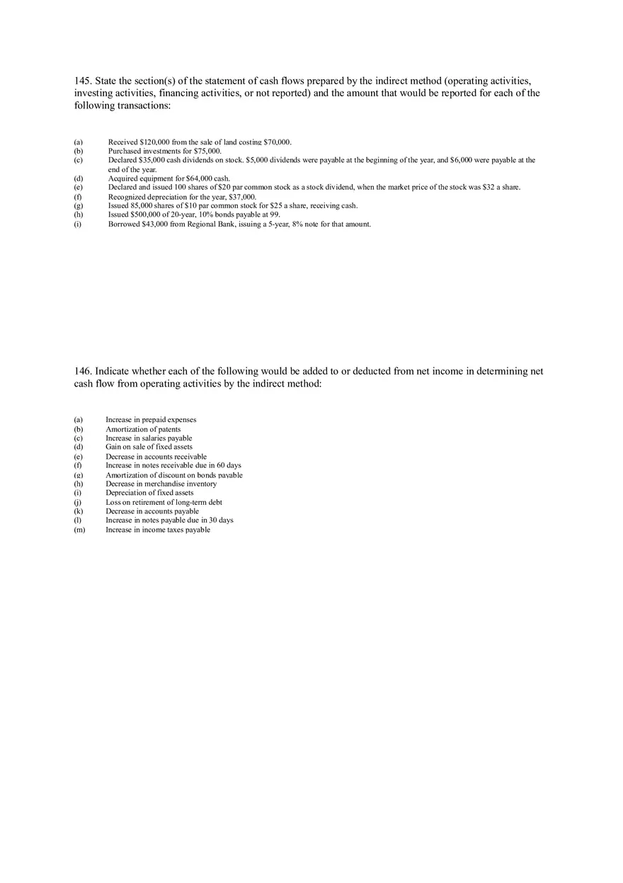 Statement of Cash Flows Questions Part 4 - Page 1