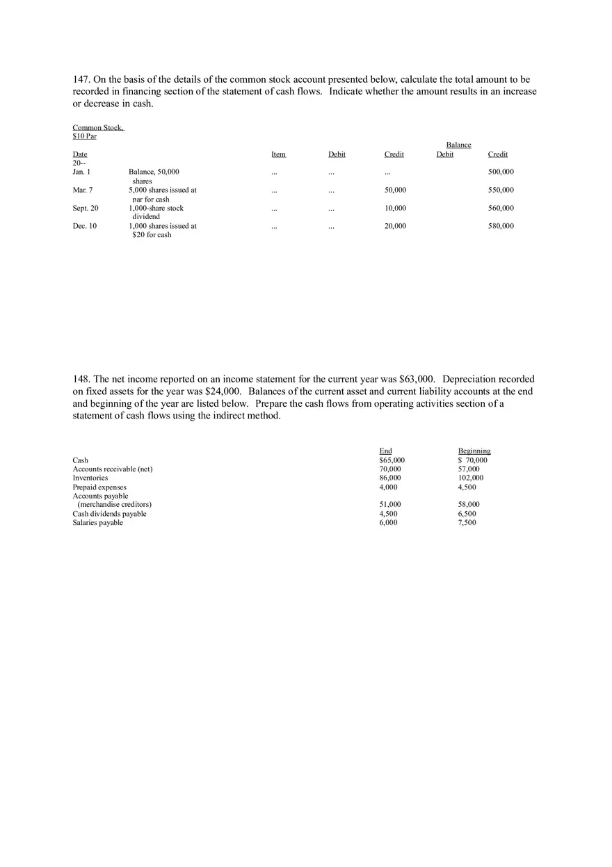 Statement of Cash Flows Questions Part 4 - Page 2