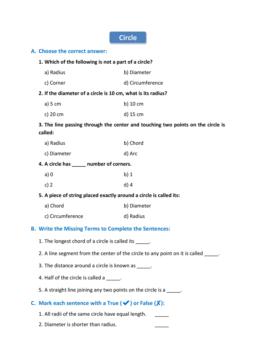 Circle Multiple Choice - Page 1