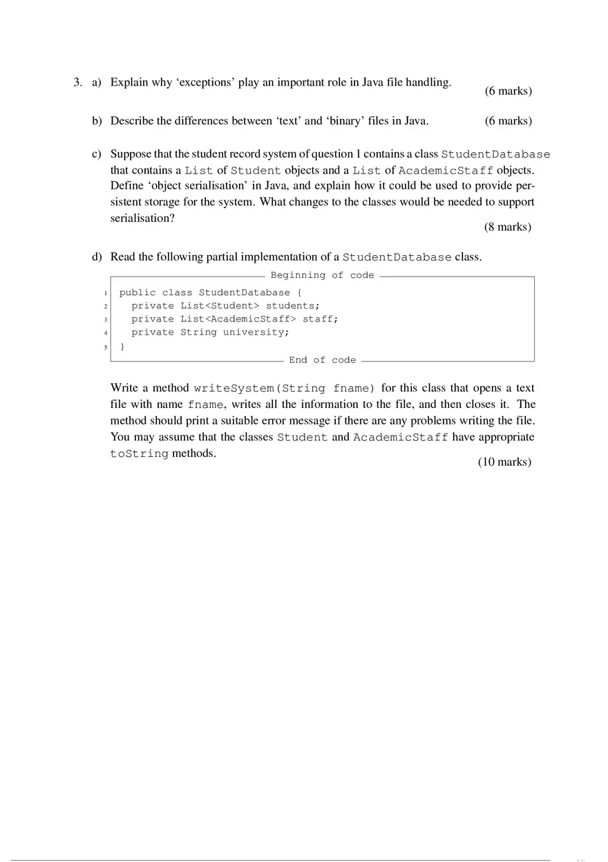 Java Programming Development Exam Questions - Page 4