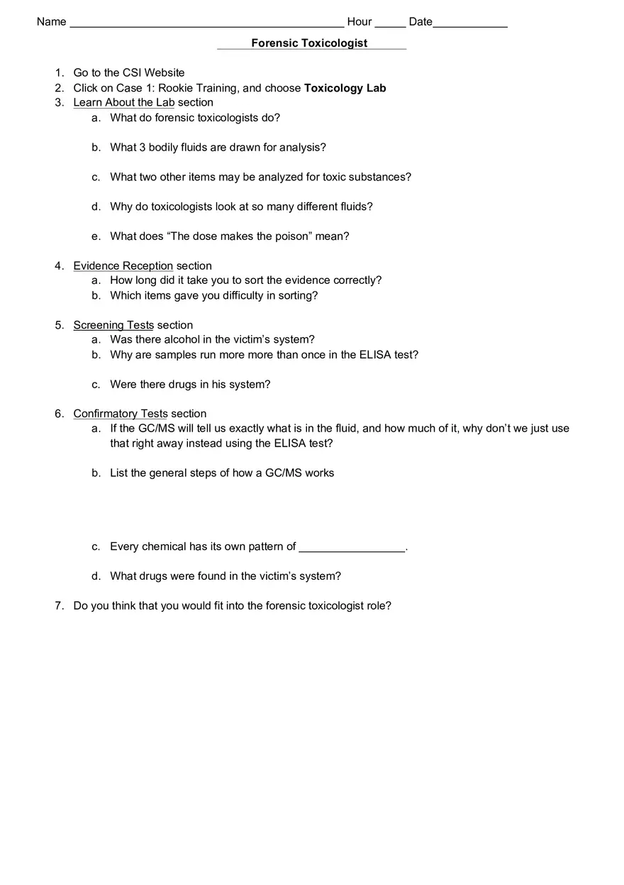 Forensic Toxicologist - Page 1