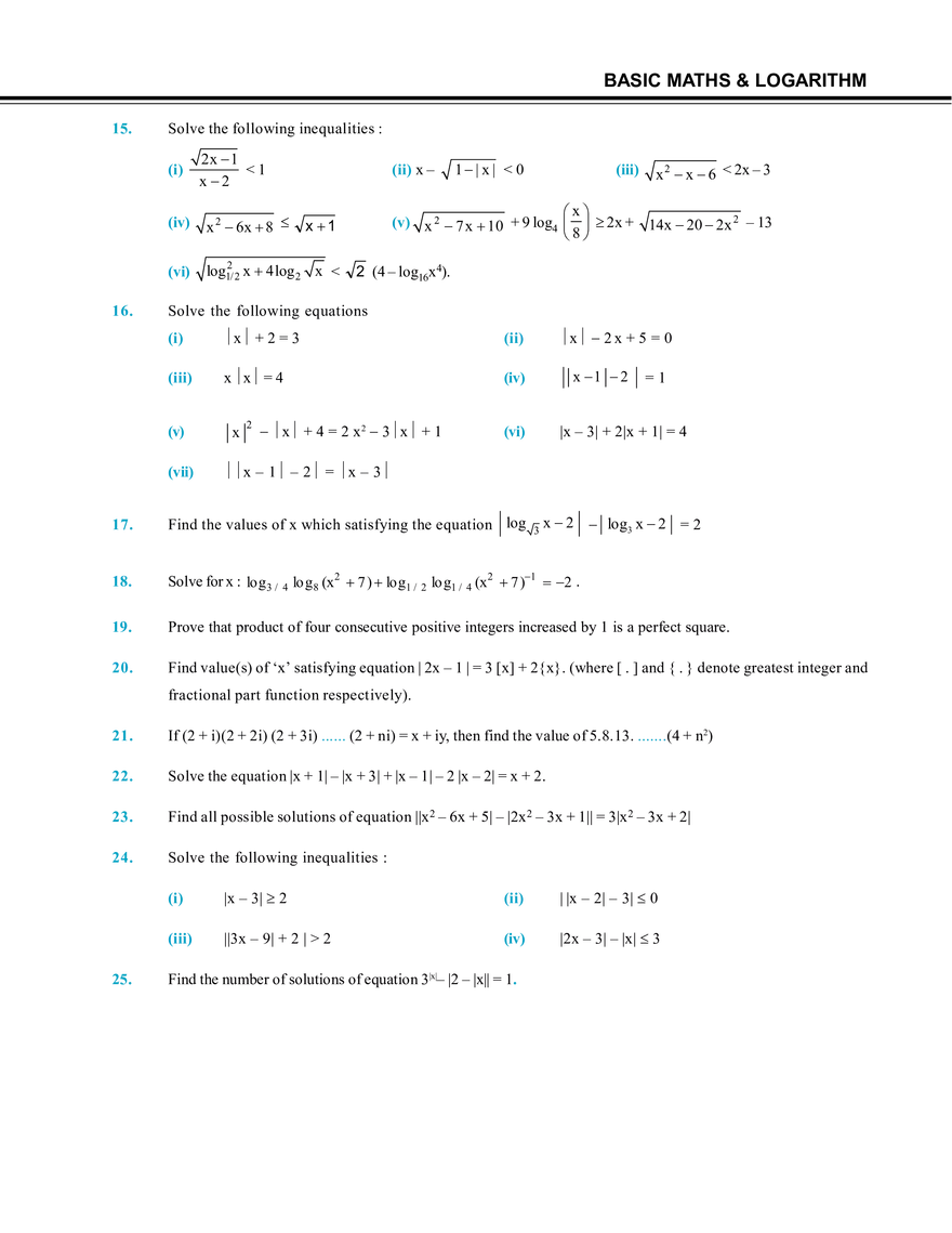Basic Maths & Logarithm Exercise # 4 - Page 2