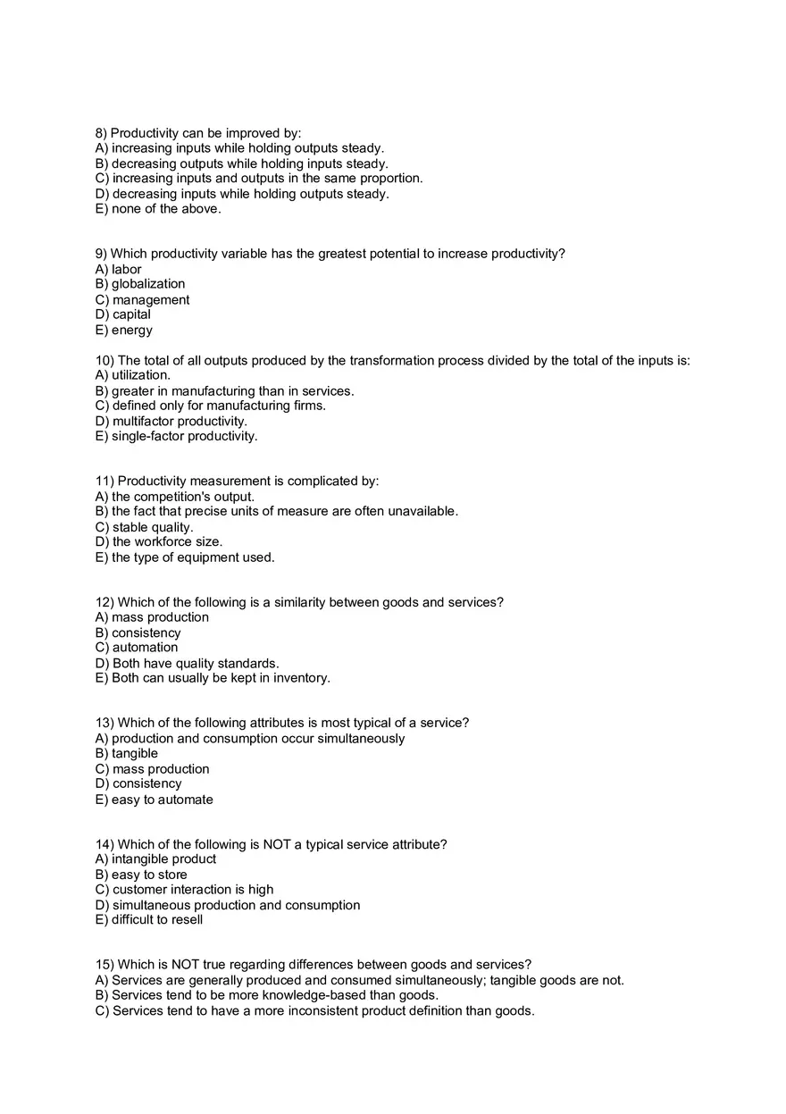 Operations Management Quiz 1Chapter 1 - Page 2