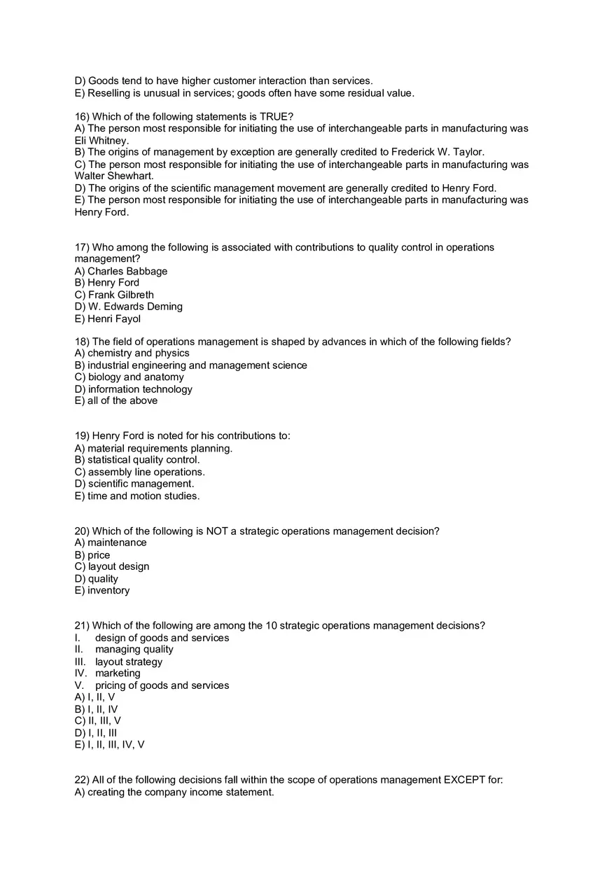 Operations Management Quiz 1Chapter 1 - Page 3