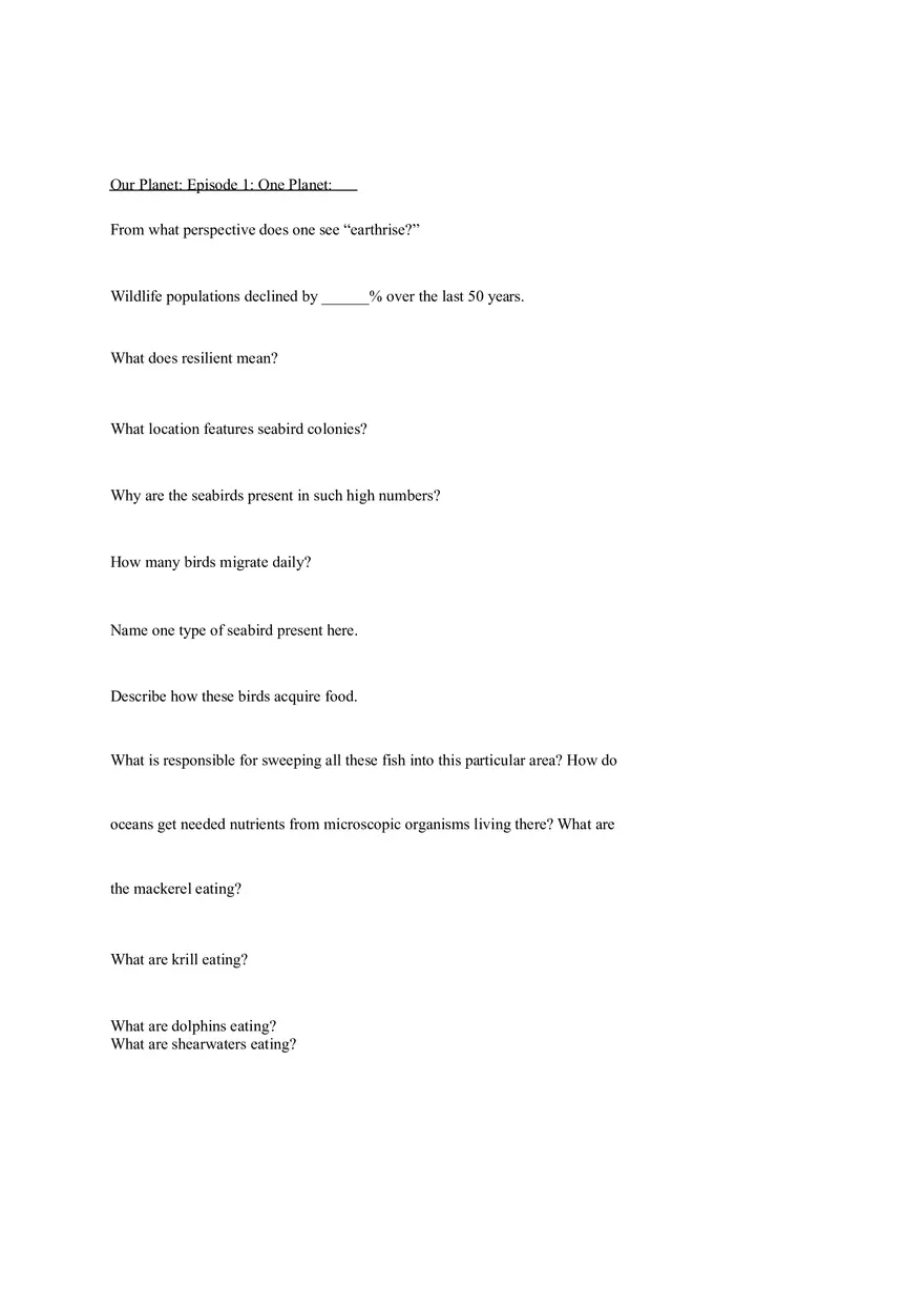 Our Planet Episode 1 Guide - Page 1