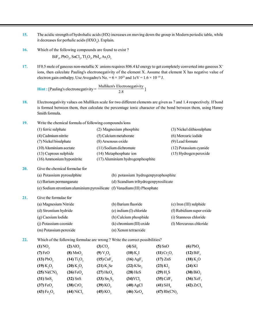 Periodic Table and Its Properties Exercise # 4 - Page 2