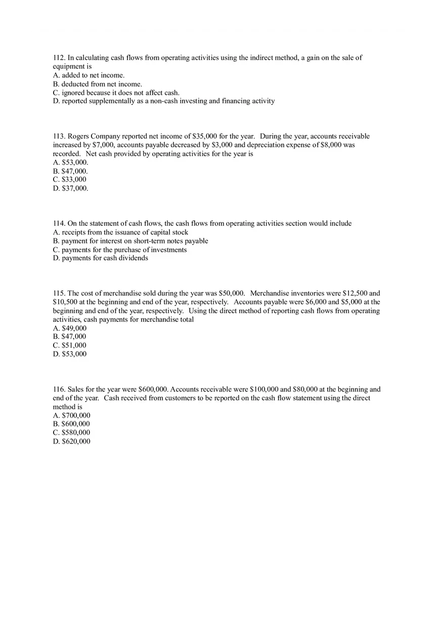 Statement of Cash Flows Questions Part 2 - Page 9