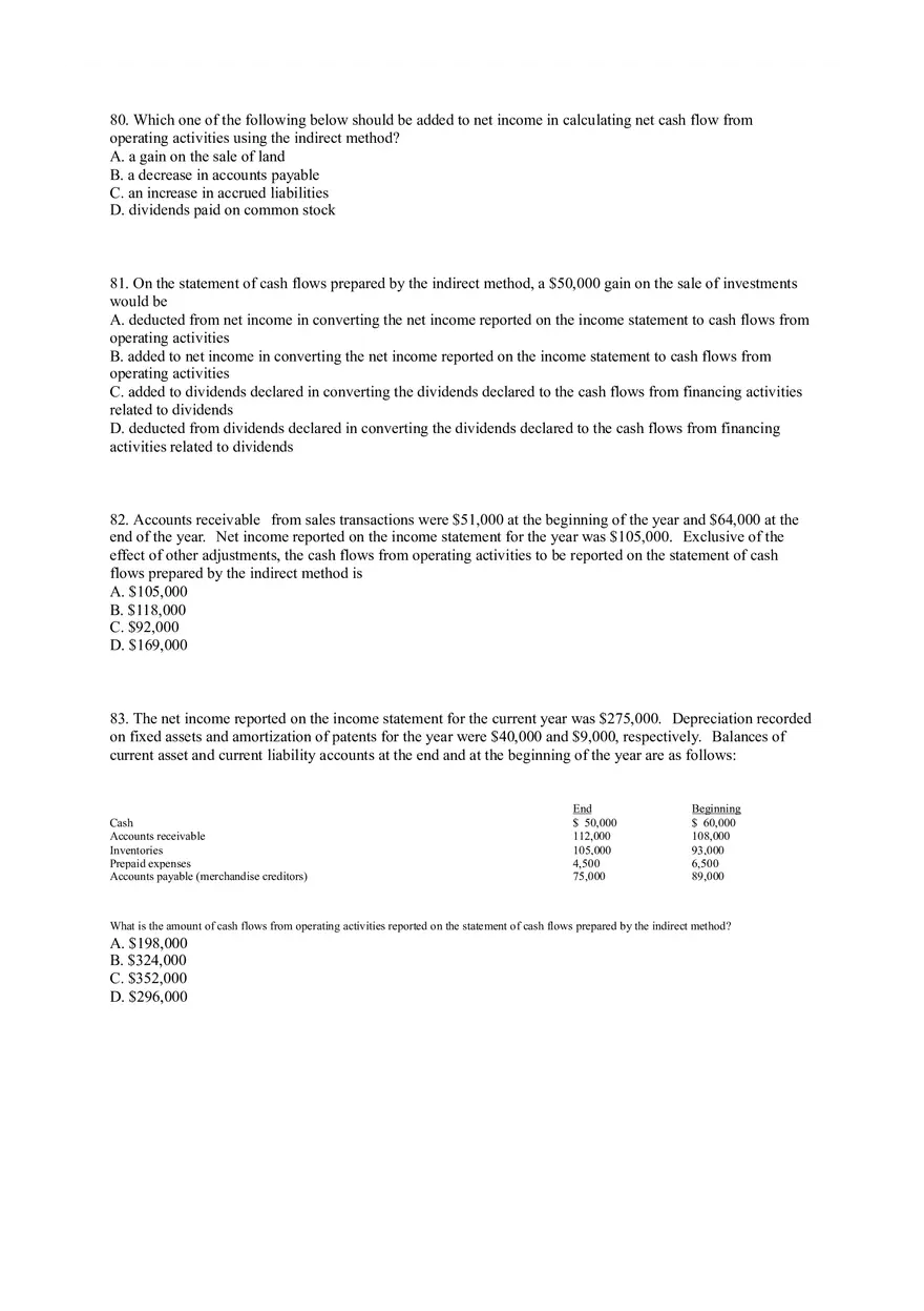 Statement of Cash Flows Questions Part 2 - Page 2