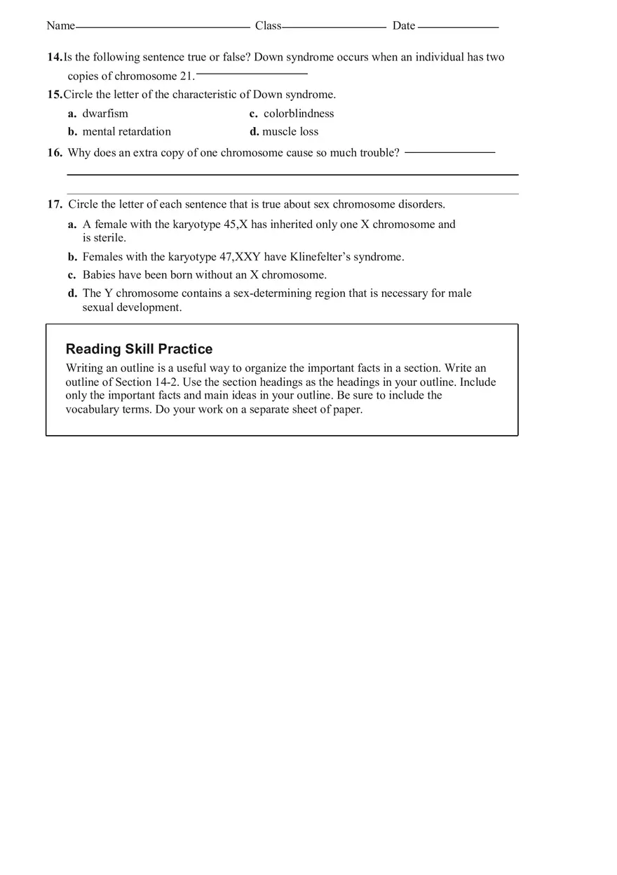Section 14-2 Human Chromosomes - Page 3