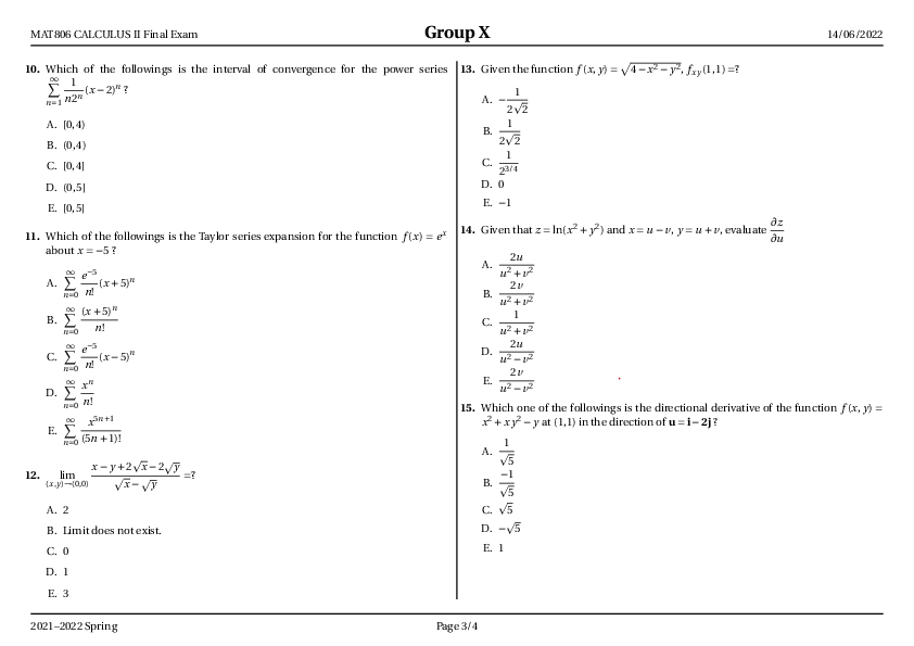 Calculus 2 Final Exam - Page 3