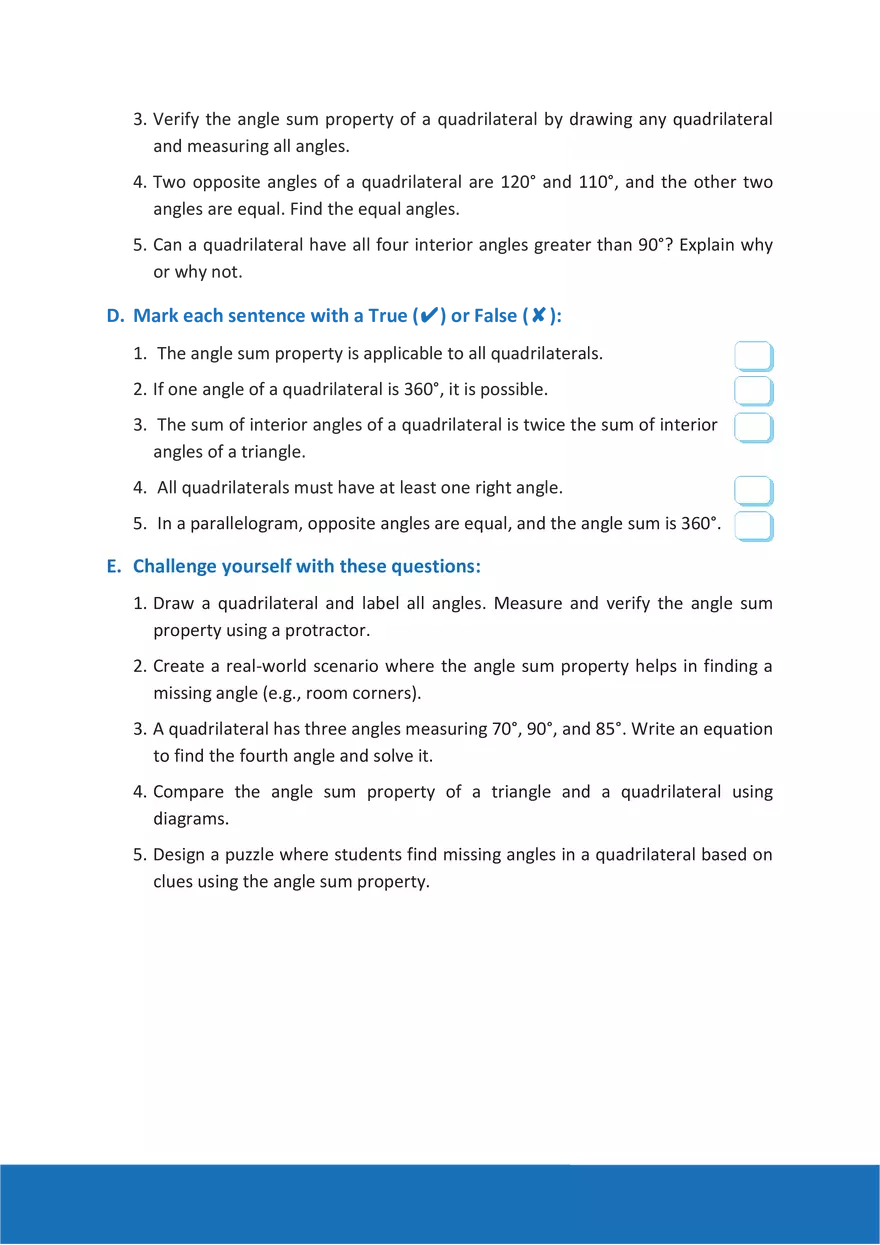 Angle Sum Property of a Quadrilateral - Page 2