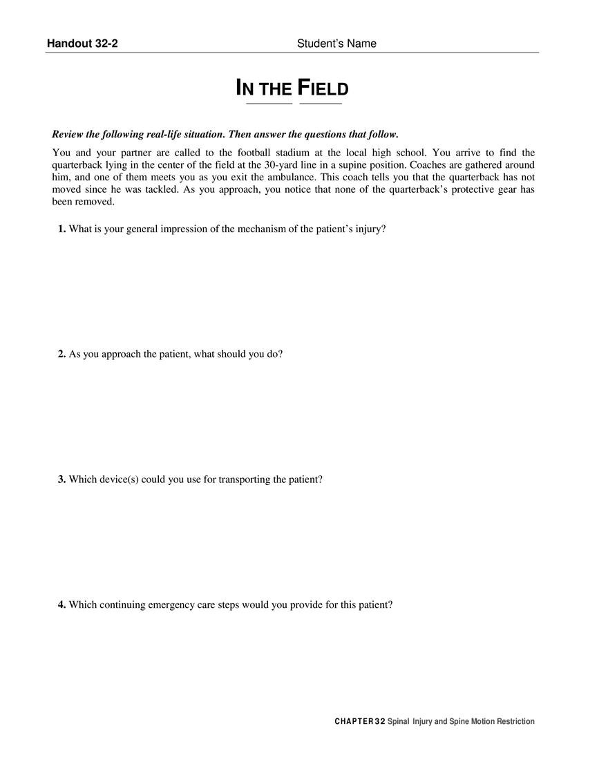 Chapter 32 Spinal Injury and Spine Motion Restriction Ouiz - Page 3
