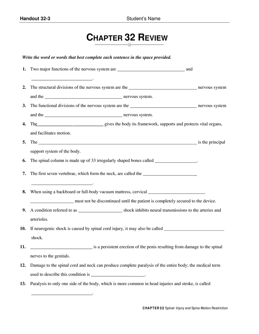 Chapter 32 Spinal Injury and Spine Motion Restriction Ouiz - Page 4
