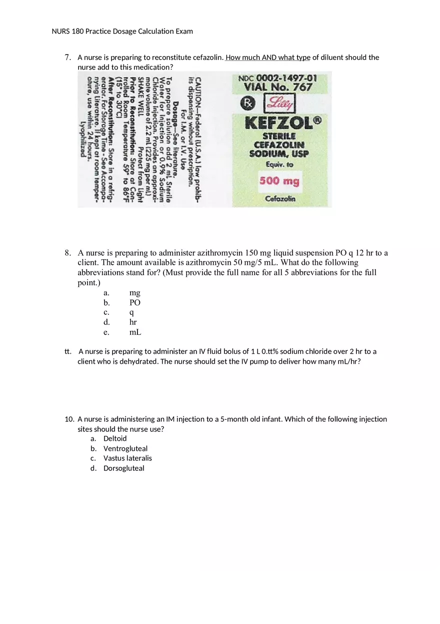 Practice Dosage Calculation Exam - Page 2
