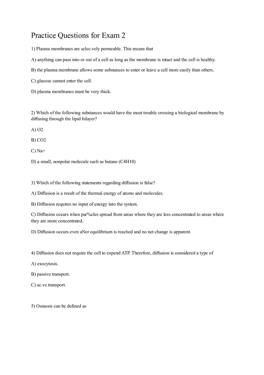 Practice Questions for Exam 2 - Page 1