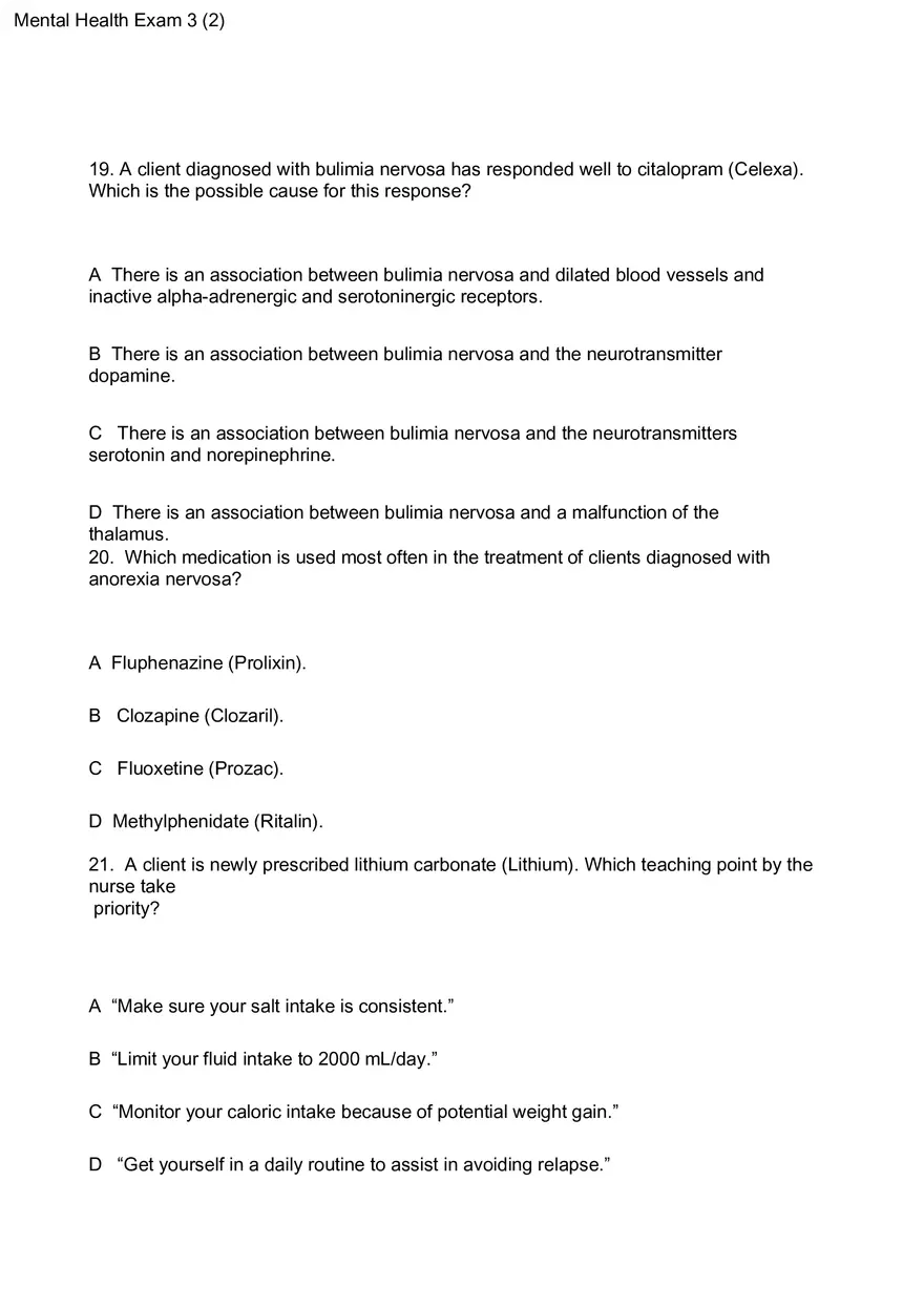 Mental Health Exam 3 - Page 7