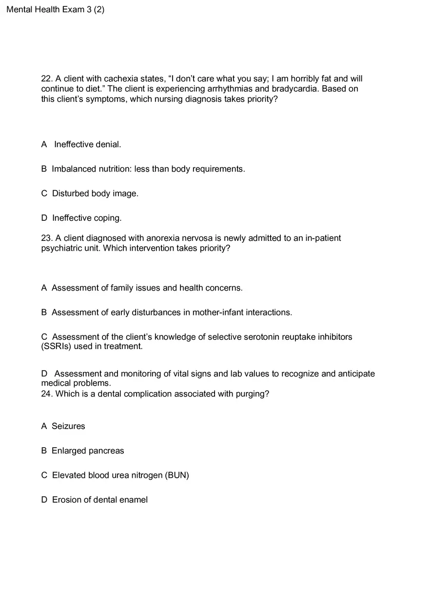 Mental Health Exam 3 - Page 8