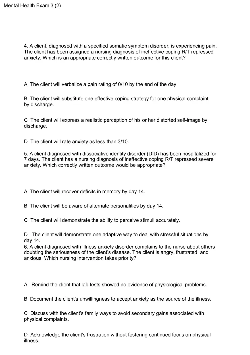 Mental Health Exam 3 - Page 2