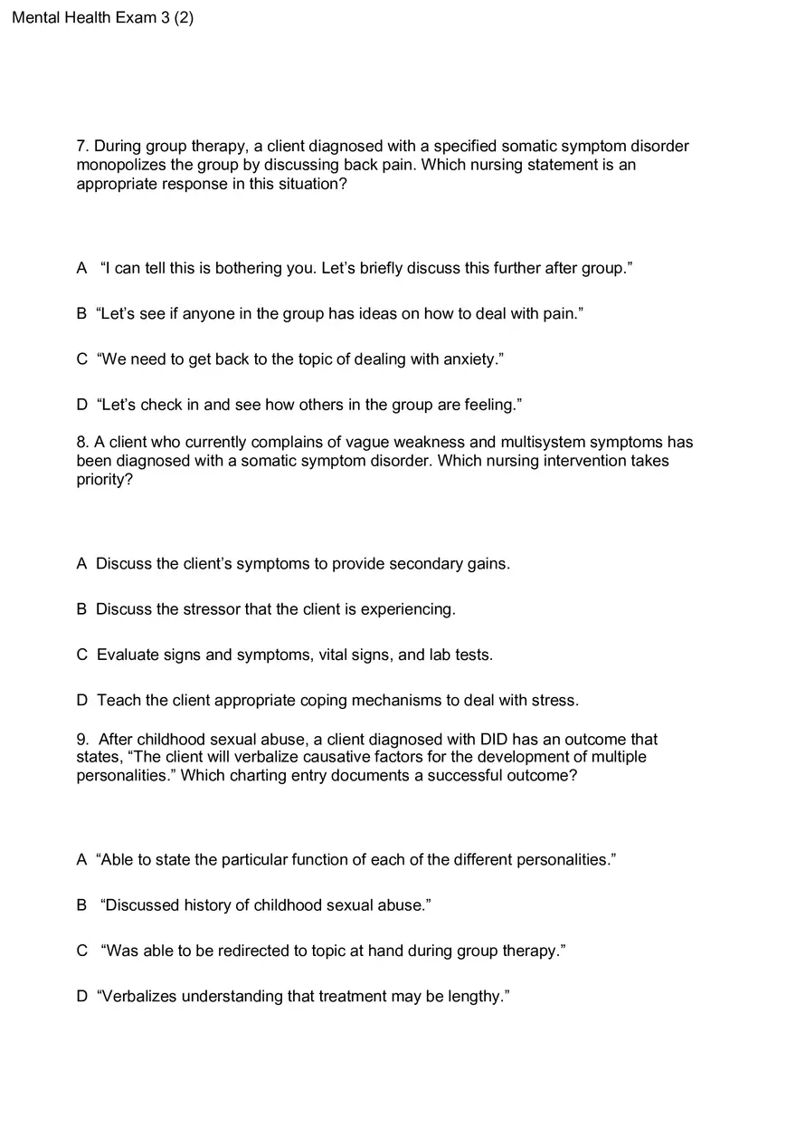 Mental Health Exam 3 - Page 3
