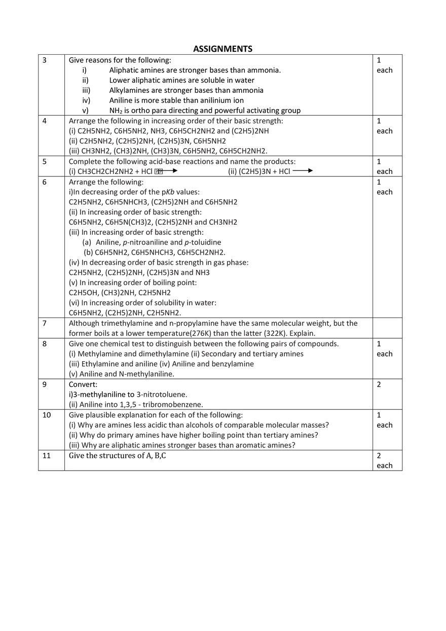 Amines Assignments - Page 2