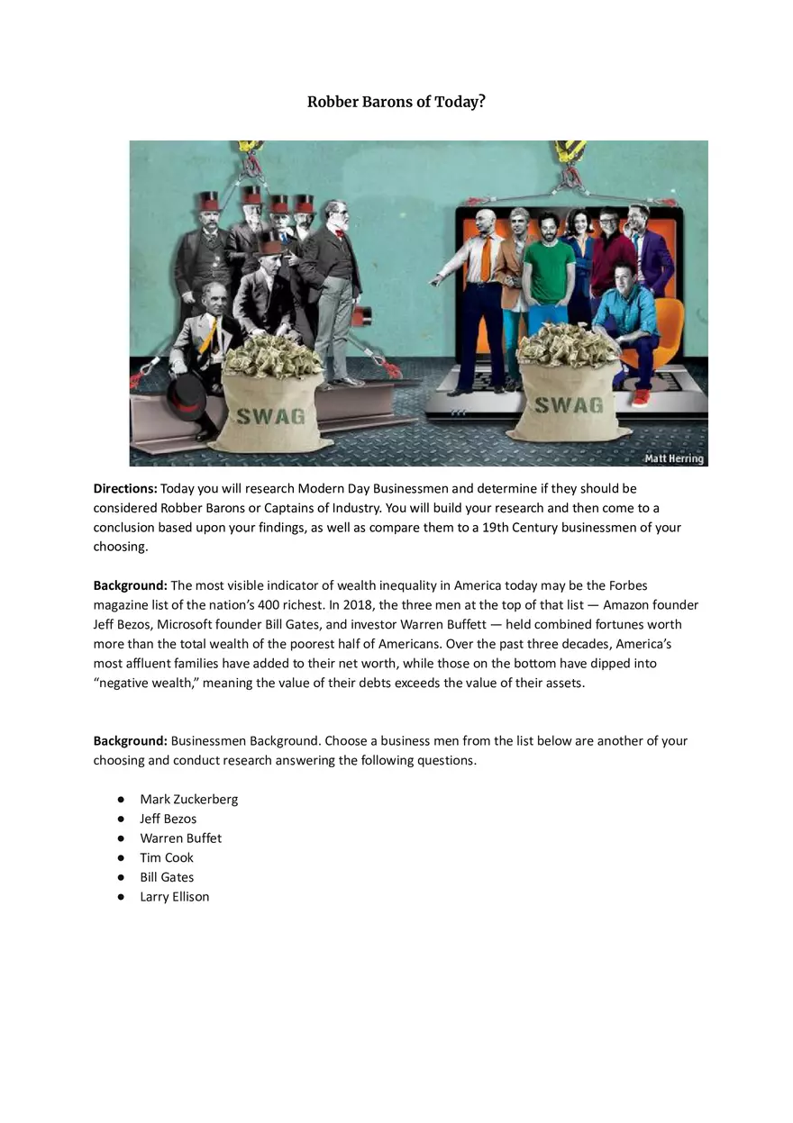Present Day Robber Barons or Captains of Industry - Page 1