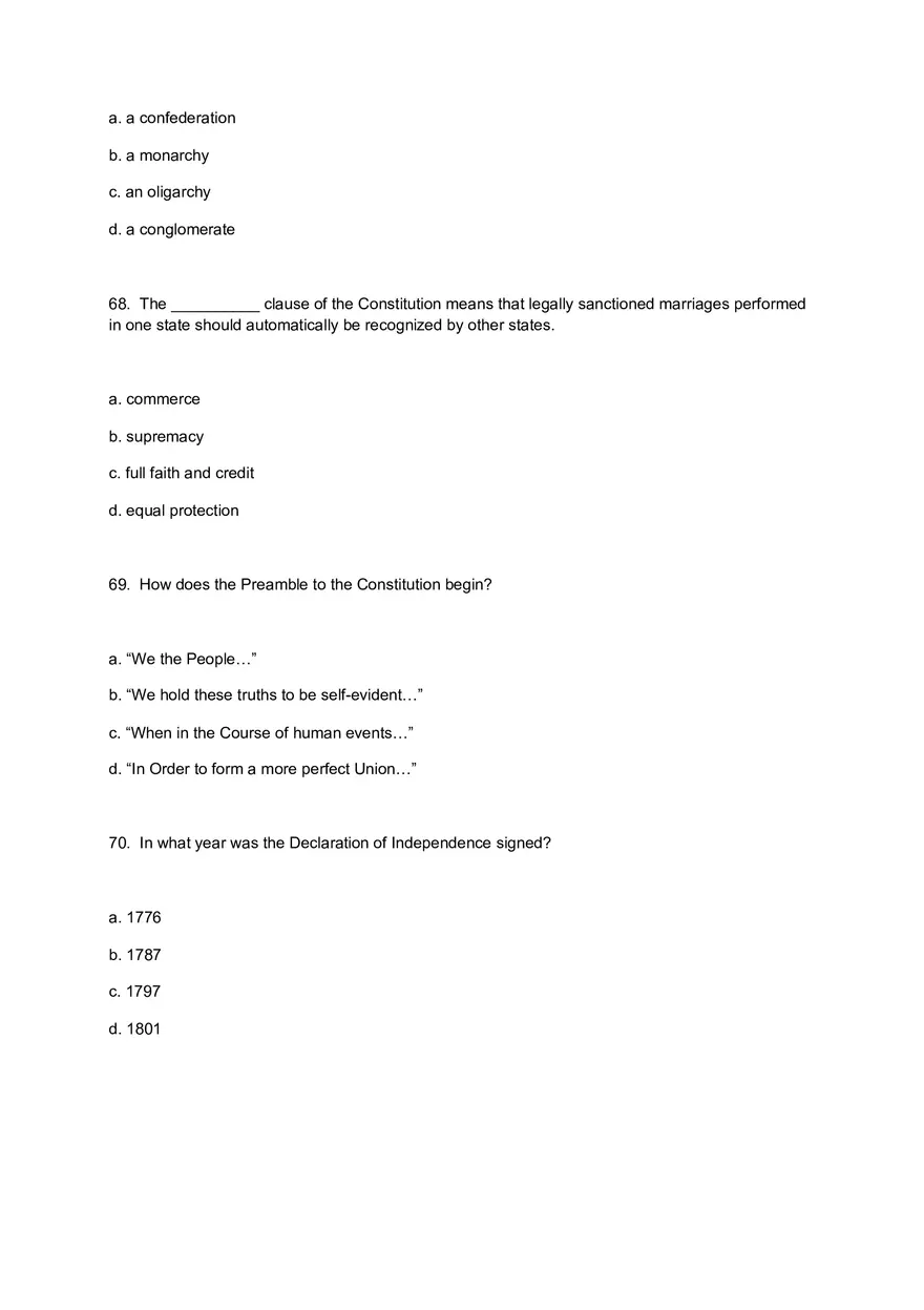 American Government Exam 1 Questions for Review and Practice - Page 12