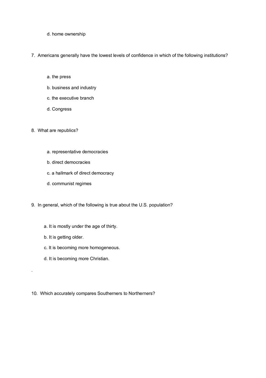 American Government Exam 1 Questions for Review and Practice - Page 13