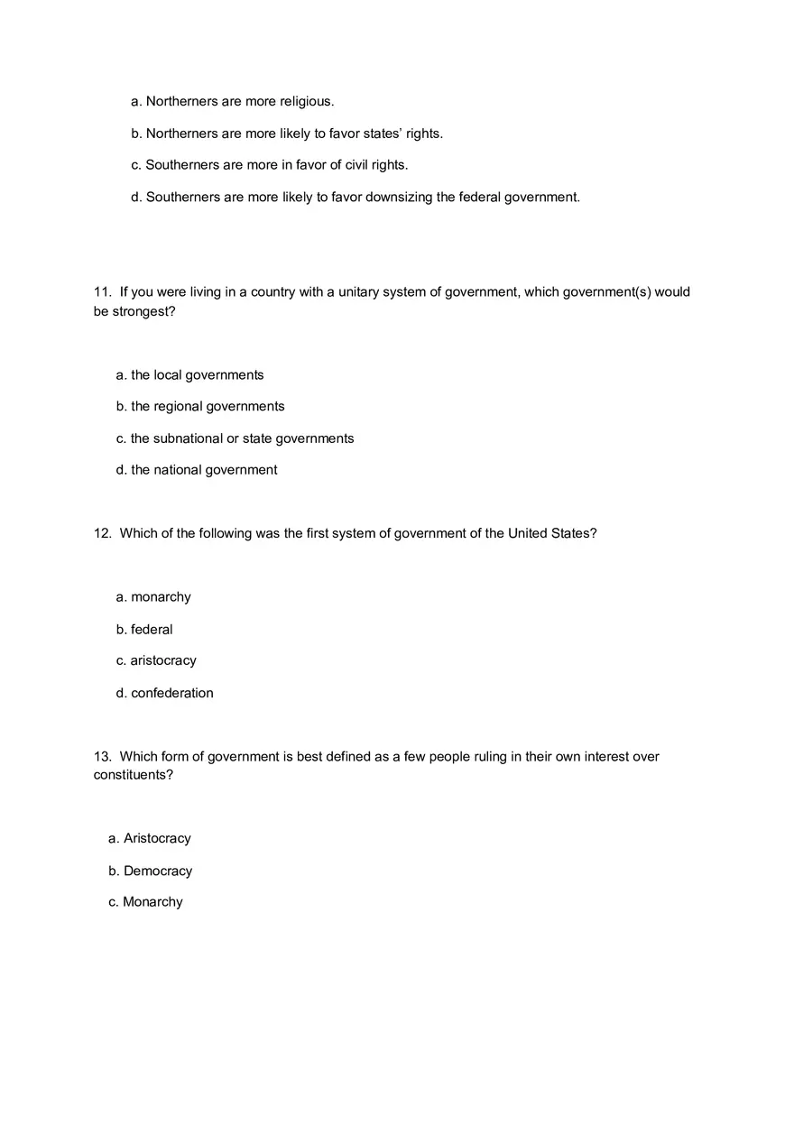 American Government Exam 1 Questions for Review and Practice - Page 15