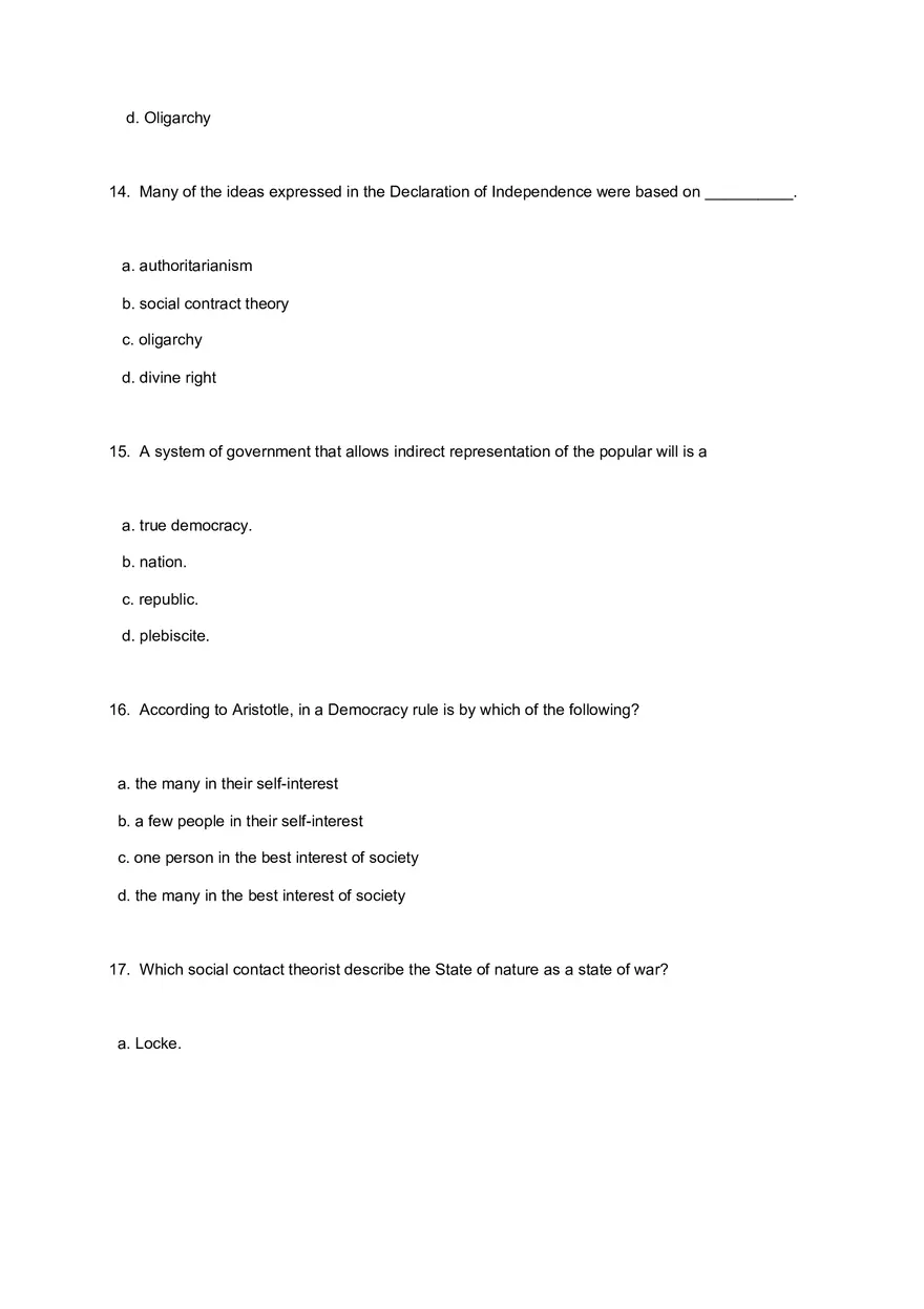 American Government Exam 1 Questions for Review and Practice - Page 16