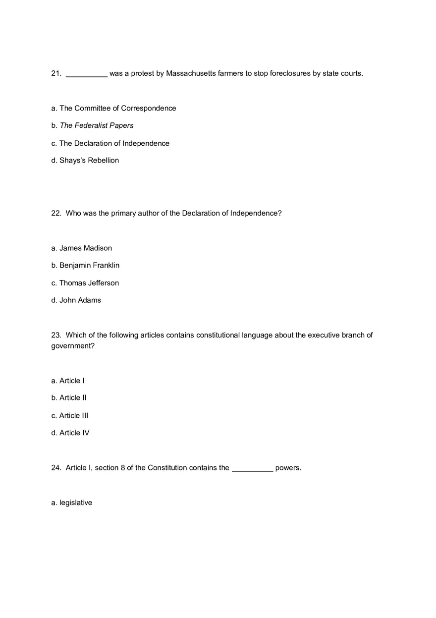 American Government Exam 1 Questions for Review and Practice - Page 18