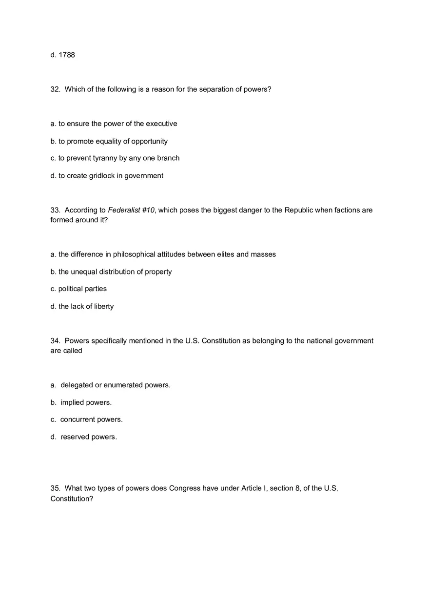 American Government Exam 1 Questions for Review and Practice - Page 21