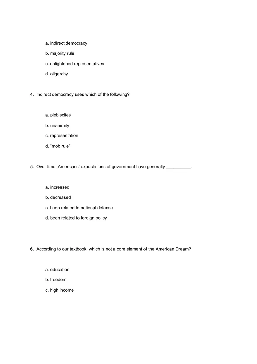 American Government Exam 1 Questions for Review and Practice - Page 2