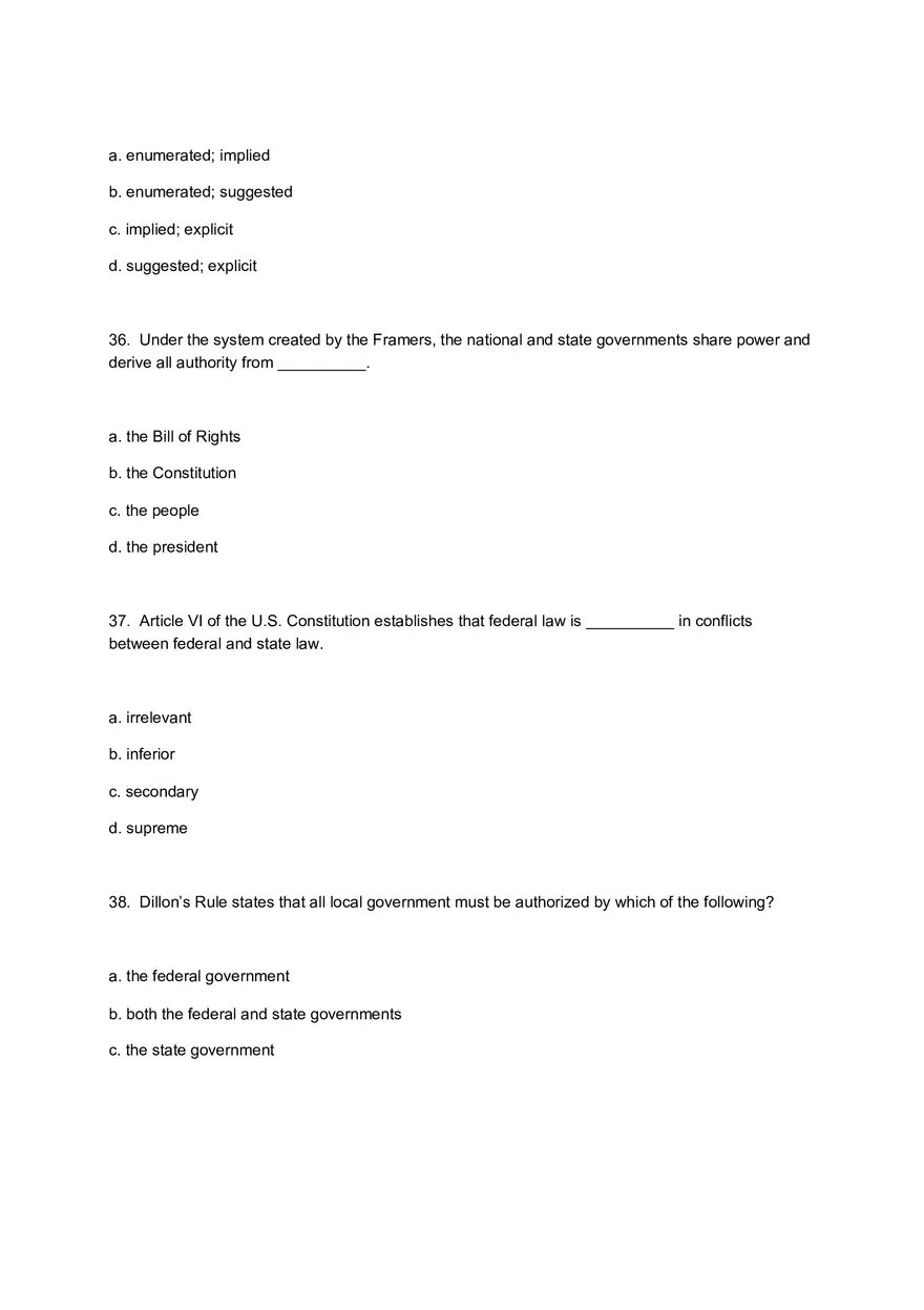 American Government Exam 1 Questions for Review and Practice - Page 3