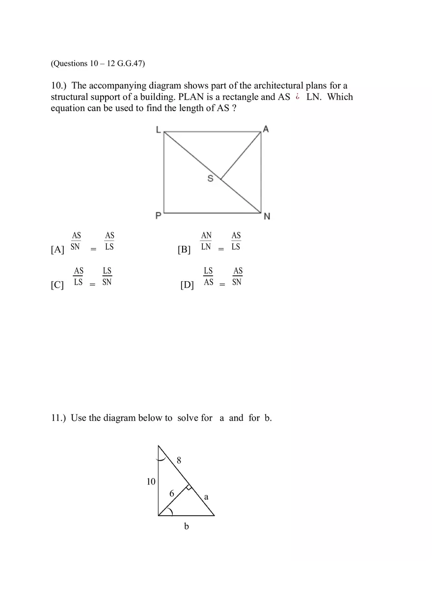 Geometry Pre-test Quiz Plan for Similar Triangles 1 - Page 7