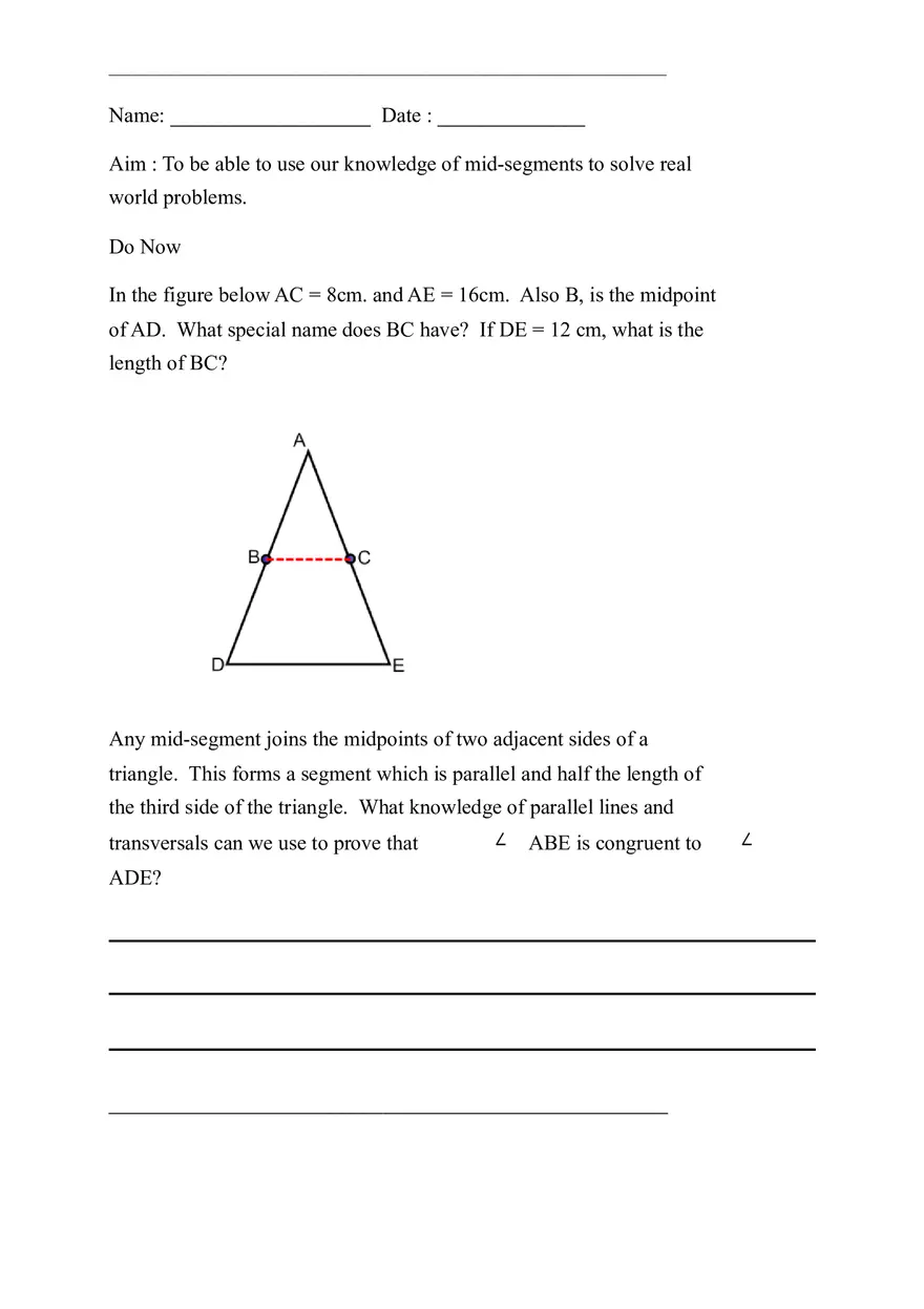 Geometry Pre-test Quiz Plan for Similar Triangles 1 - Page 4