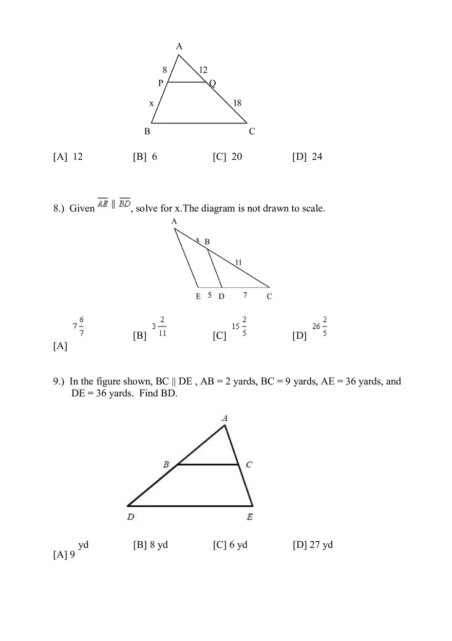 Geometry Pre-test Quiz Plan for Similar Triangles 1 - Page 6