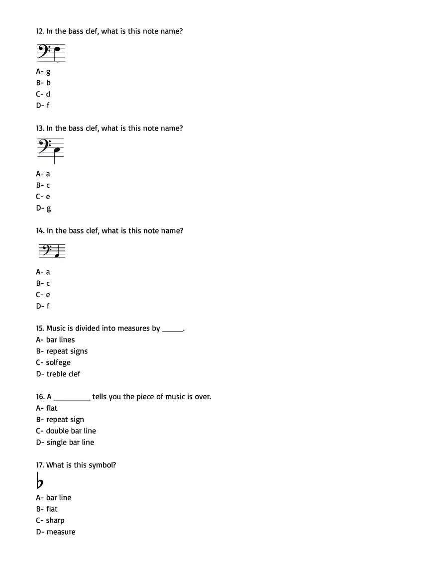 Choir Knowledge Pre-Test - Page 3