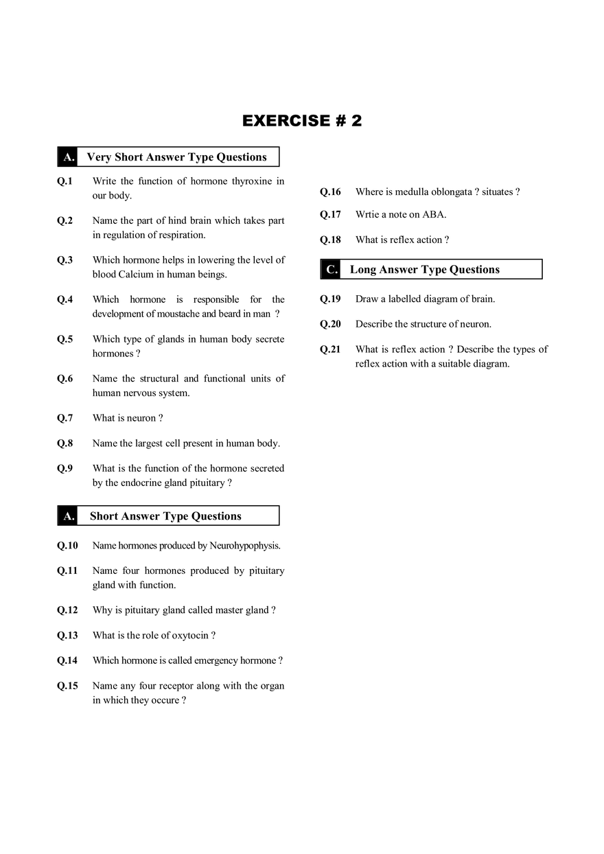 Control & Coordination Exercise # 2 - Page 1