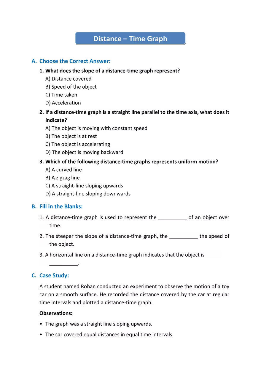 Distance – Time Graph - Page 1