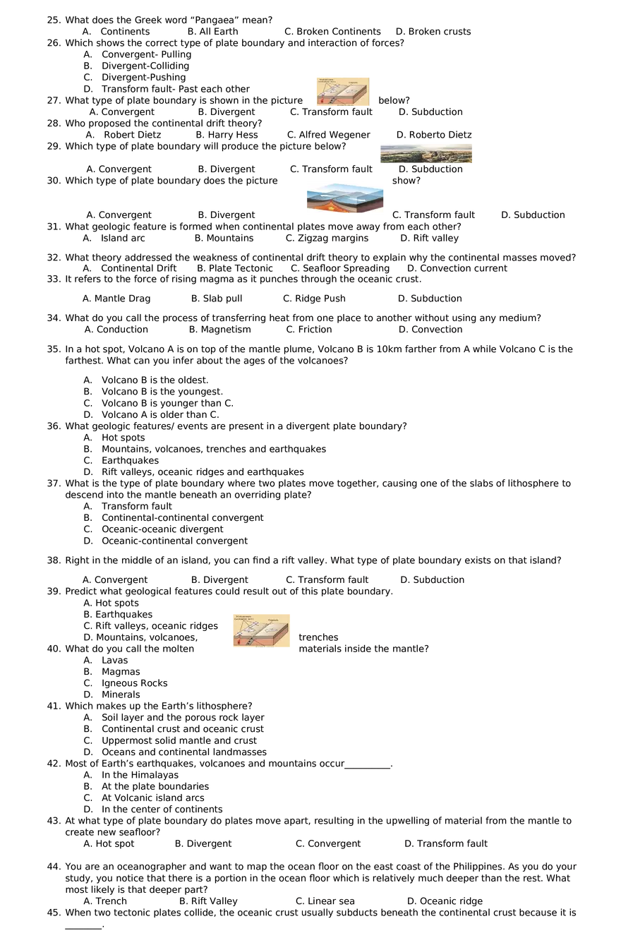 Evidences of Plate Movements Mastery Test - Page 2